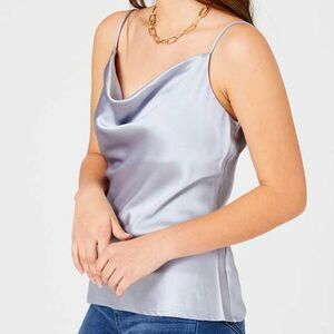 NWT Altar'd State Aurelia Grey/Blue Satin Silk Top Size Medium